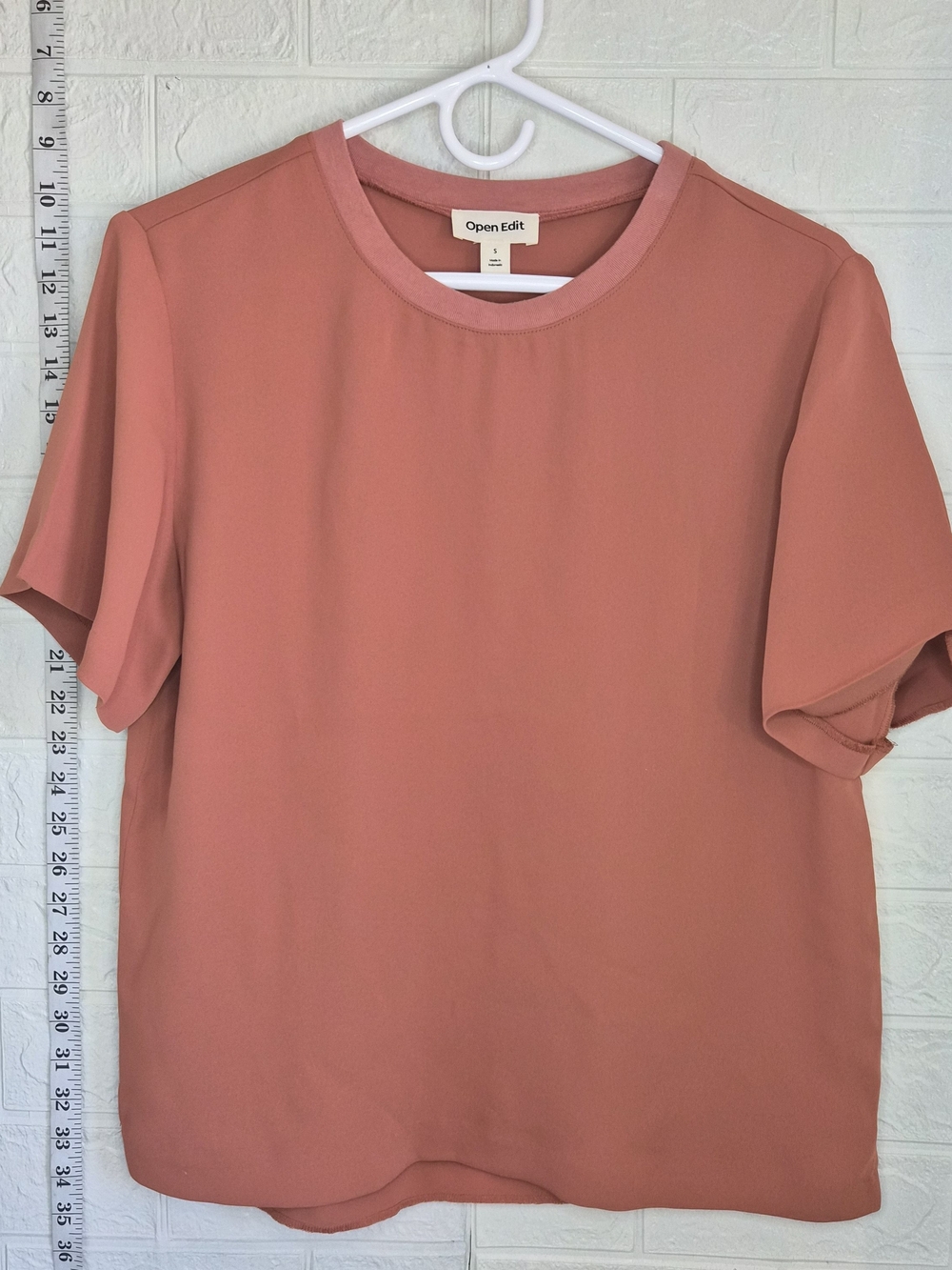 Open Edit Matte Satin Tee Color Rust Redwood Boxy Cropped Profile Size Small